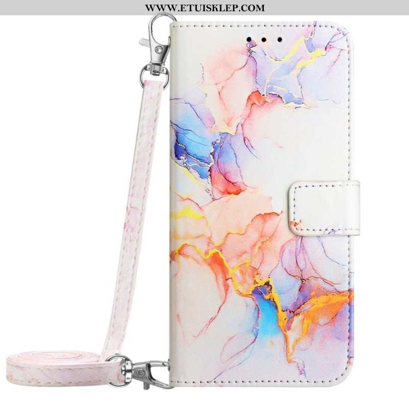 Etui Folio do Poco X5 5G Marmurowy Pasek Na Ramię